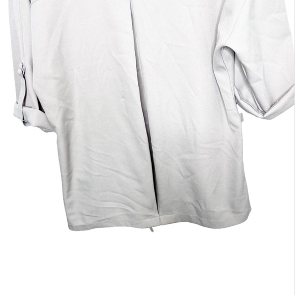 3/4 Sleeve Tan Solid Color Wide Collar Relaxed Duster Trench Coat Suit Jacket - Picture 13 of 16